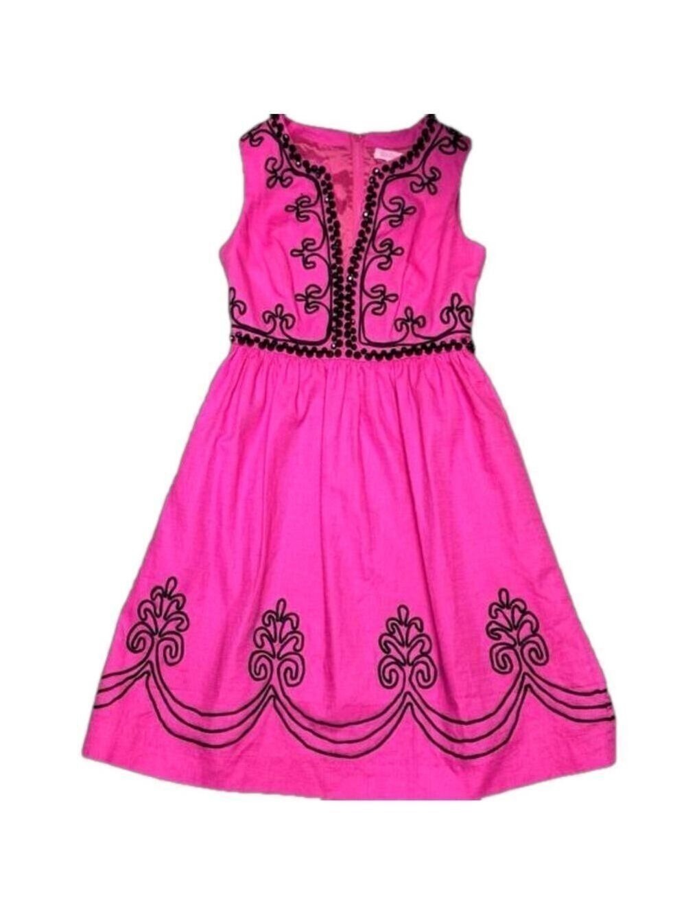 Lilly Pulitzer Pink Black Ornate A line Dress Size 0